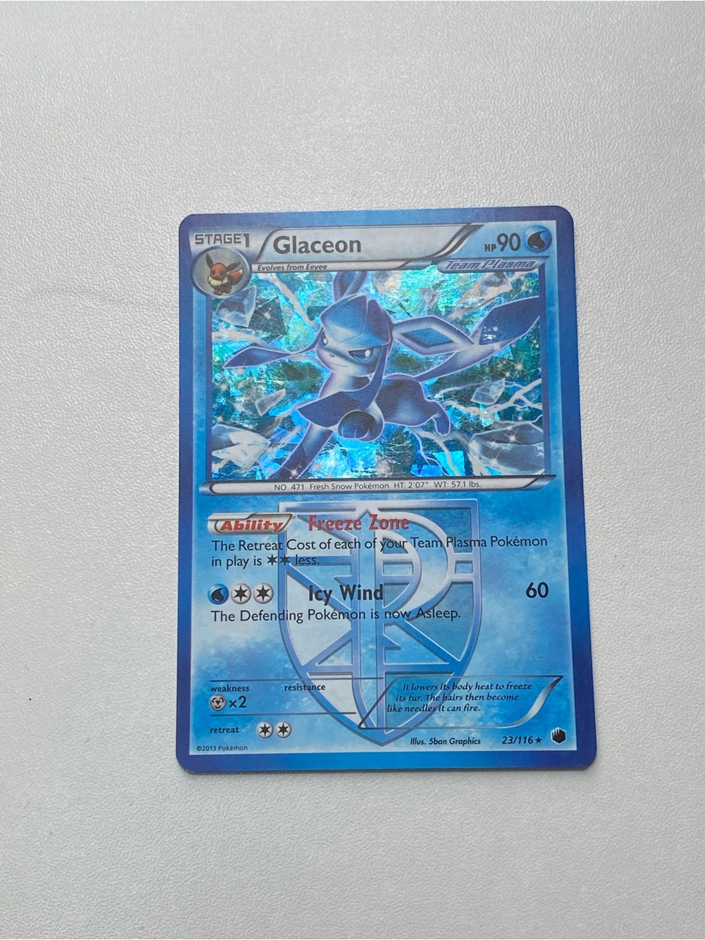 2013 Pokemon Plasma Freeze Cracked Ice Holo #23 Glaceon